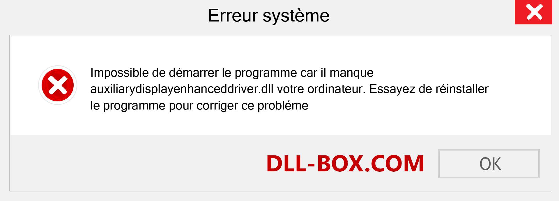 Le fichier auxiliarydisplayenhanceddriver.dll est manquant ?. Télécharger pour Windows 7, 8, 10 - Correction de l'erreur manquante auxiliarydisplayenhanceddriver dll sur Windows, photos, images